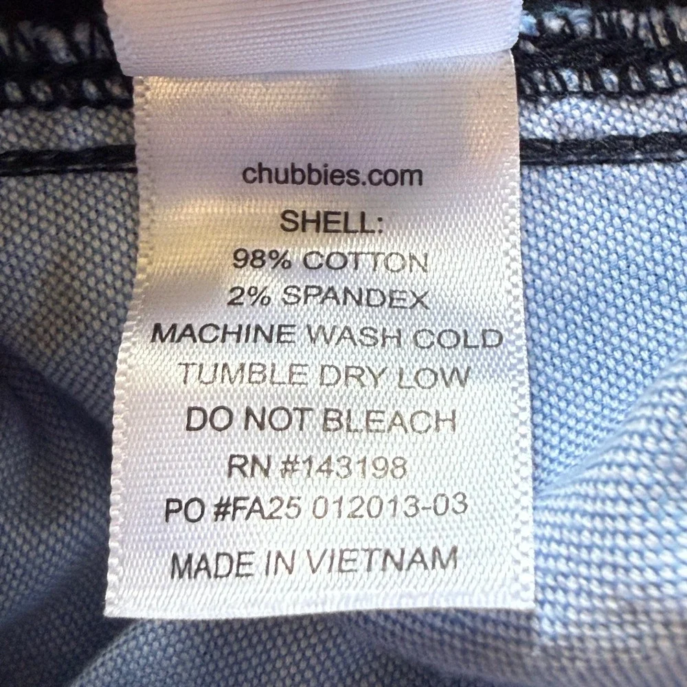 Chubbies Originals Mens Navy Blue 7 Inch Inseam Stretch Shorts Size Small
